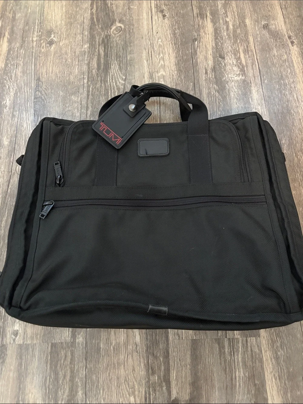 Tumi Black Nylon Laptop Briefcase with Red Logo Tag